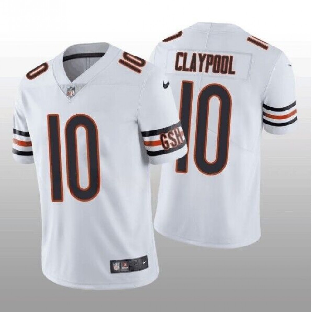 Men's Chicago Bears #10 Chase Claypool White Vapor untouchable Limited Stitched Football Jersey Men's Chicago Bears #10 Chase Claypool White Vapor untouchable Limited Stitched Football Jersey