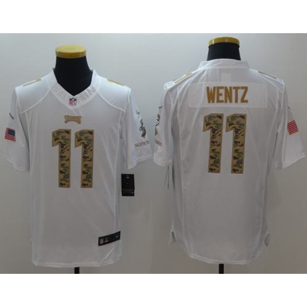 Nike Eagles #11 Carson Wentz White Men's Stitched NFL Limited Salute to Service Jersey Nike Eagles #11 Carson Wentz White Men's Stitched NFL Limited Salute to Service Jersey