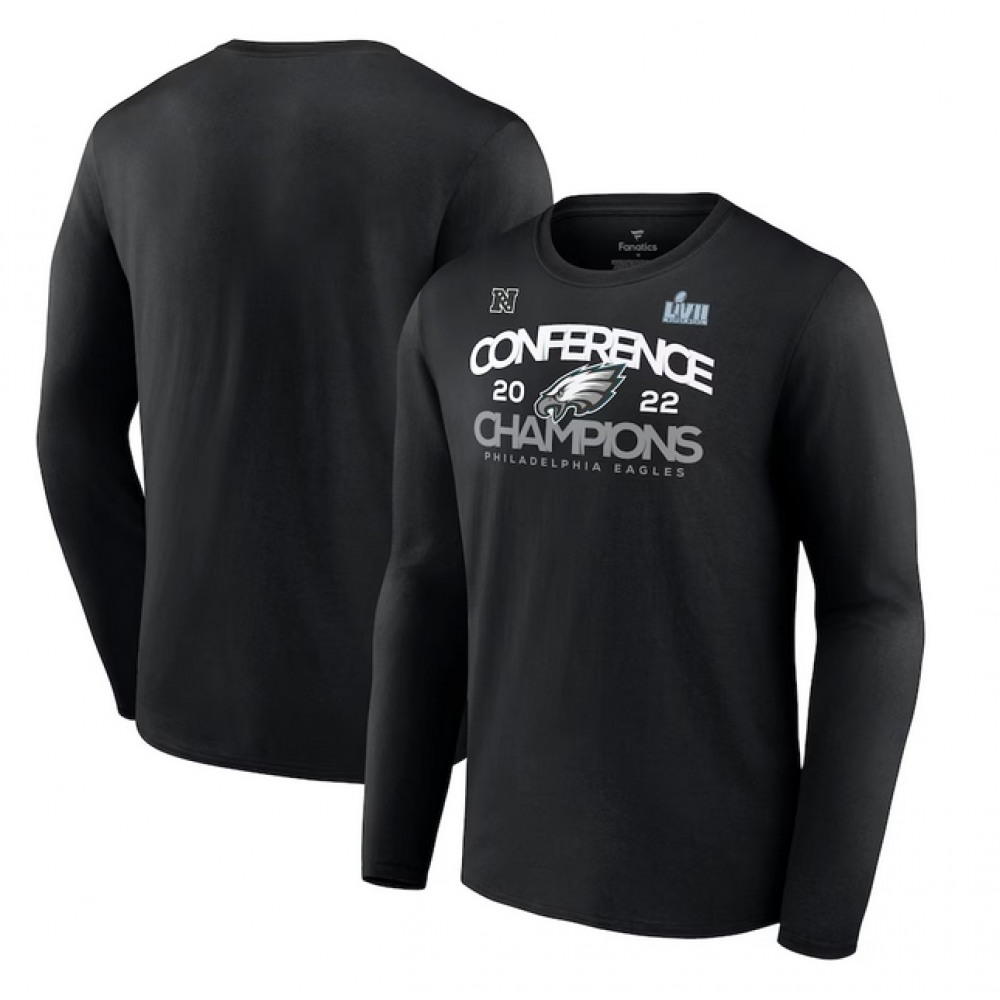 Men's Philadelphia Eagles Black 2022 NFC Champions Shadow Cast Long Sleeve T-Shirt Men's Philadelphia Eagles Black 2022 NFC Champions Shadow Cast Long Sleeve T-Shirt