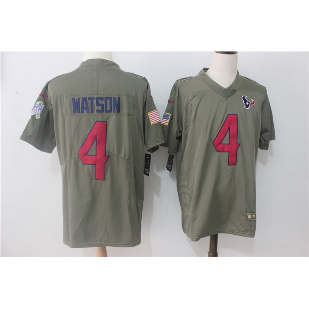 Men's Nike Houston Texans #4 Deshaun Watson Olive Salute To Service Limited Stitched NFL Jersey Men's Nike Houston Texans #4 Deshaun Watson Olive Salute To Service Limited Stitched NFL Jersey