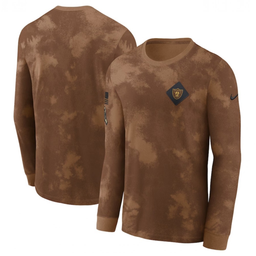 Men's Las Vegas Raiders Brown 2023 Salute To Service Long Sleeve T-Shirt Men's Las Vegas Raiders Brown 2023 Salute To Service Long Sleeve T-Shirt