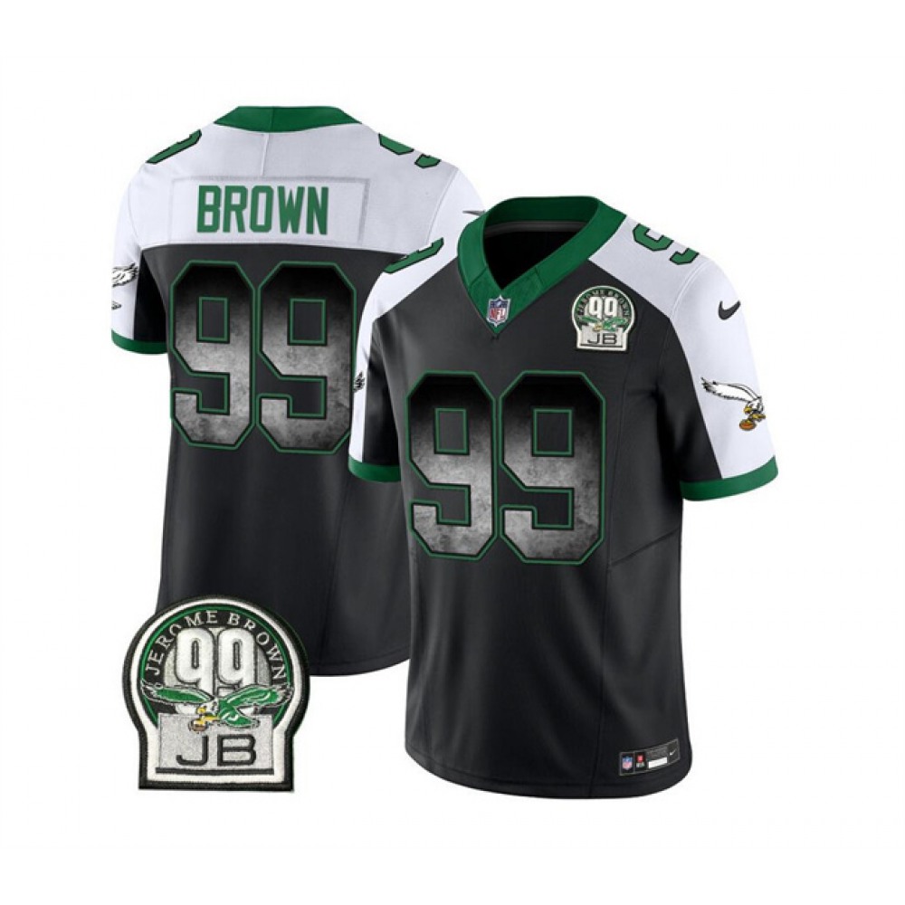Men's Philadelphia Eagles #99 Jerome Brown Black/White 2023 F.U.S.E. Throwback Vapor Untouchable Limited Stitched Football Jersey Men's Philadelphia Eagles #99 Jerome Brown Black/White 2023 F.U.S.E. Throwback Vapor Untouchable Limited Stitched Football Jersey