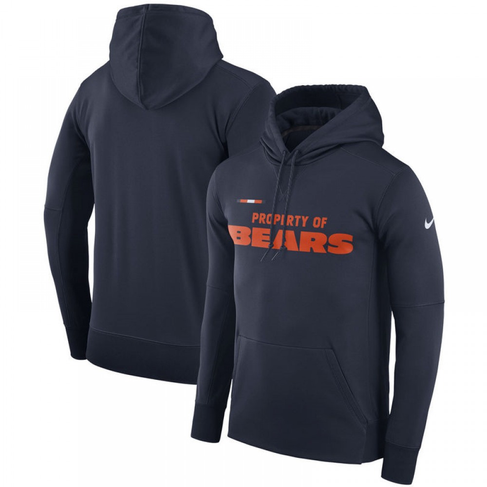 Men's Chicago Bears Nike Navy Sideline Property Of Performance Pullover Hoodie Men's Chicago Bears Nike Navy Sideline Property Of Performance Pullover Hoodie
