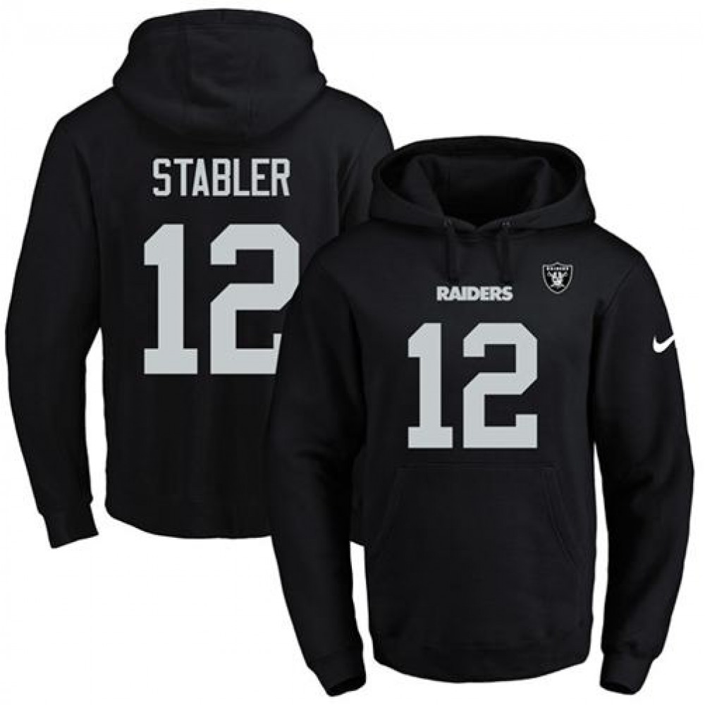 Nike Raiders #12 Kenny Stabler Black Name & Number Pullover NFL Hoodie Nike Raiders #12 Kenny Stabler Black Name & Number Pullover NFL Hoodie