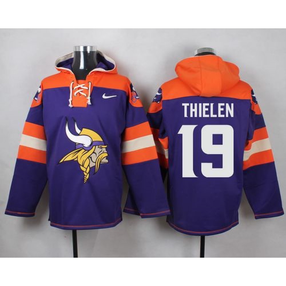 Nike Vikings #19 Adam Thielen Purple Player Pullover NFL Hoodie