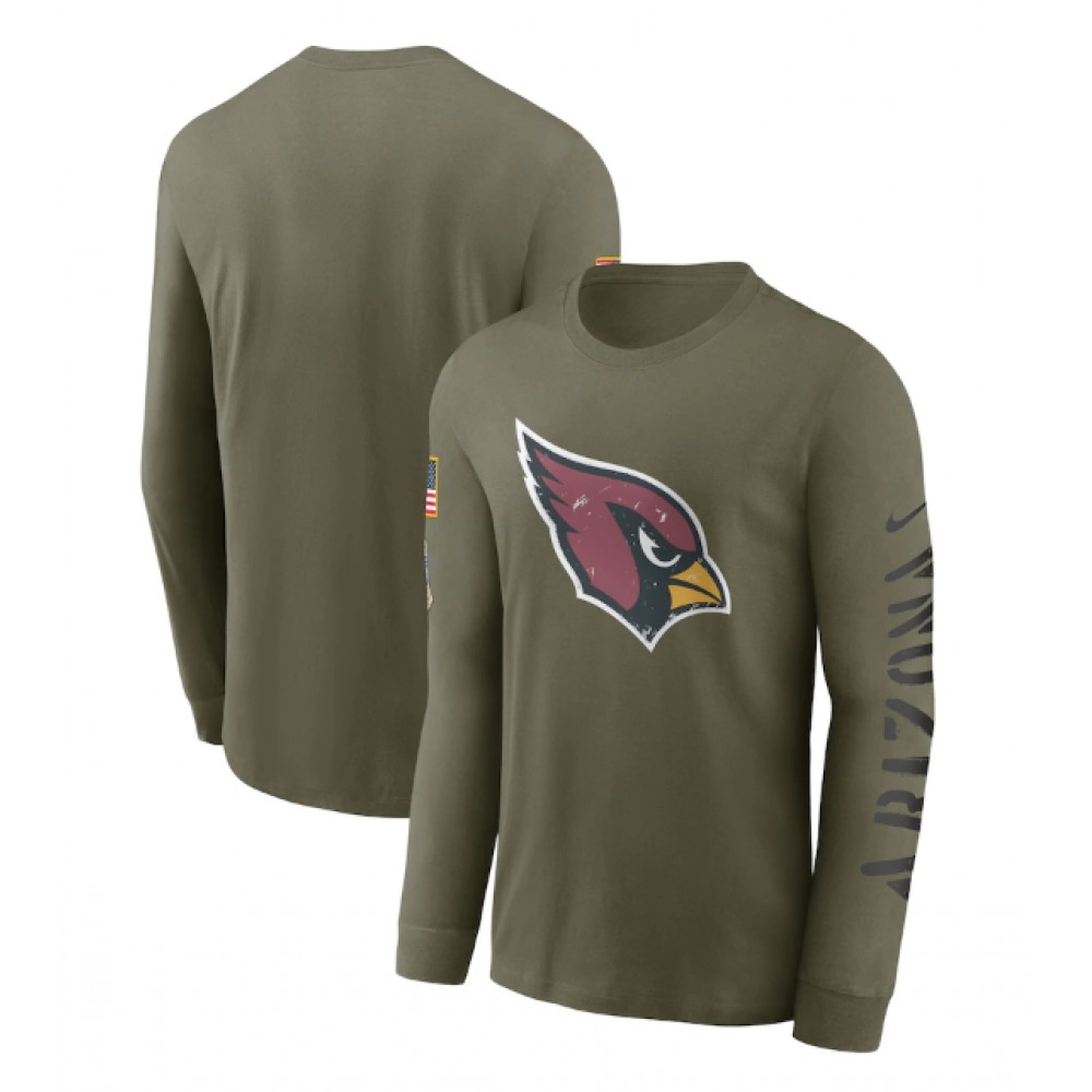Men's Arizona Cardinals Olive 2022 Salute to Service Long Sleeve T-Shirt Men's Arizona Cardinals Olive 2022 Salute to Service Long Sleeve T-Shirt