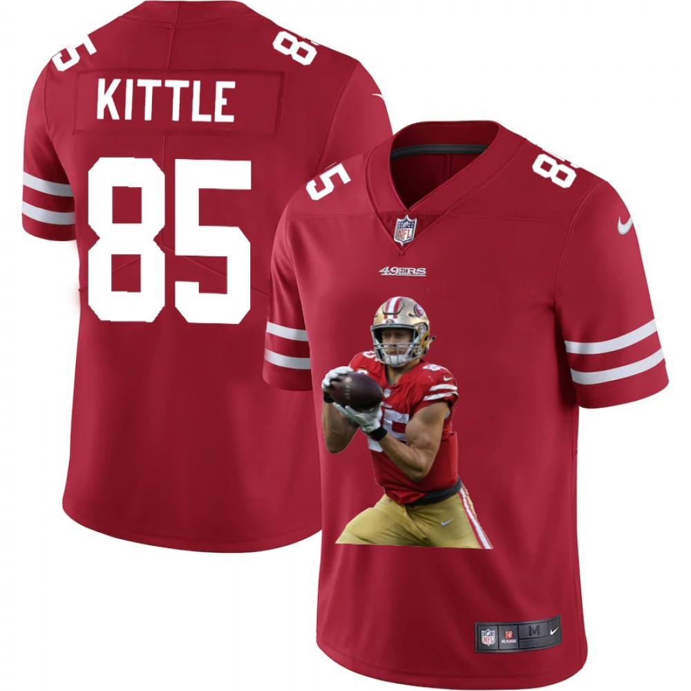 Men's San Francisco 49ers #85 George Kittle Red Portrait Edition Limited Stitched Jersey Men's San Francisco 49ers #85 George Kittle Red Portrait Edition Limited Stitched Jersey
