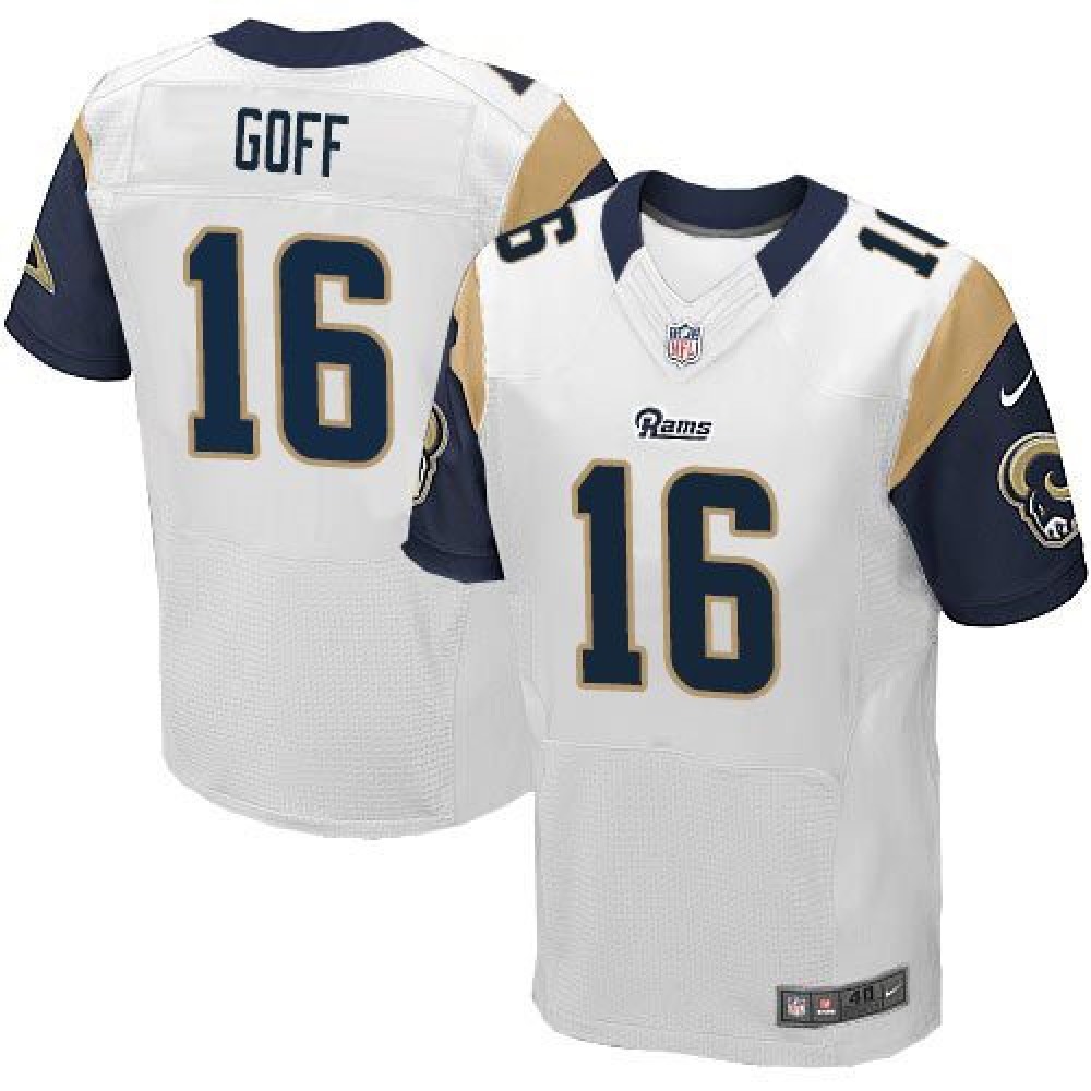 Nike Rams #16 Jared Goff White Men's Stitched NFL Elite Jersey Nike Rams #16 Jared Goff White Men's Stitched NFL Elite Jersey