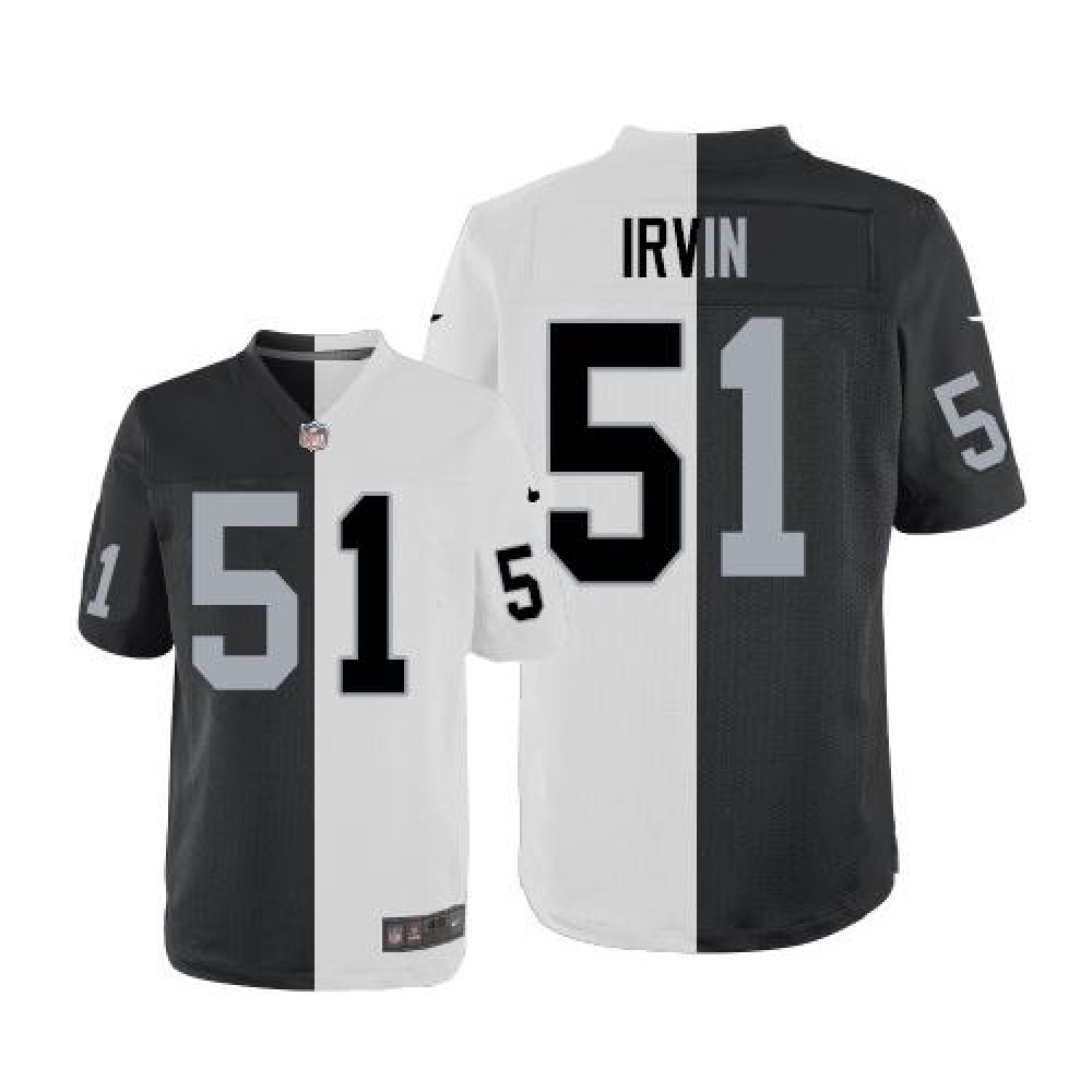 Nike Raiders #51 Bruce Irvin White/Black Men's Stitched NFL Elite Split Jersey Nike Raiders #51 Bruce Irvin White/Black Men's Stitched NFL Elite Split Jersey