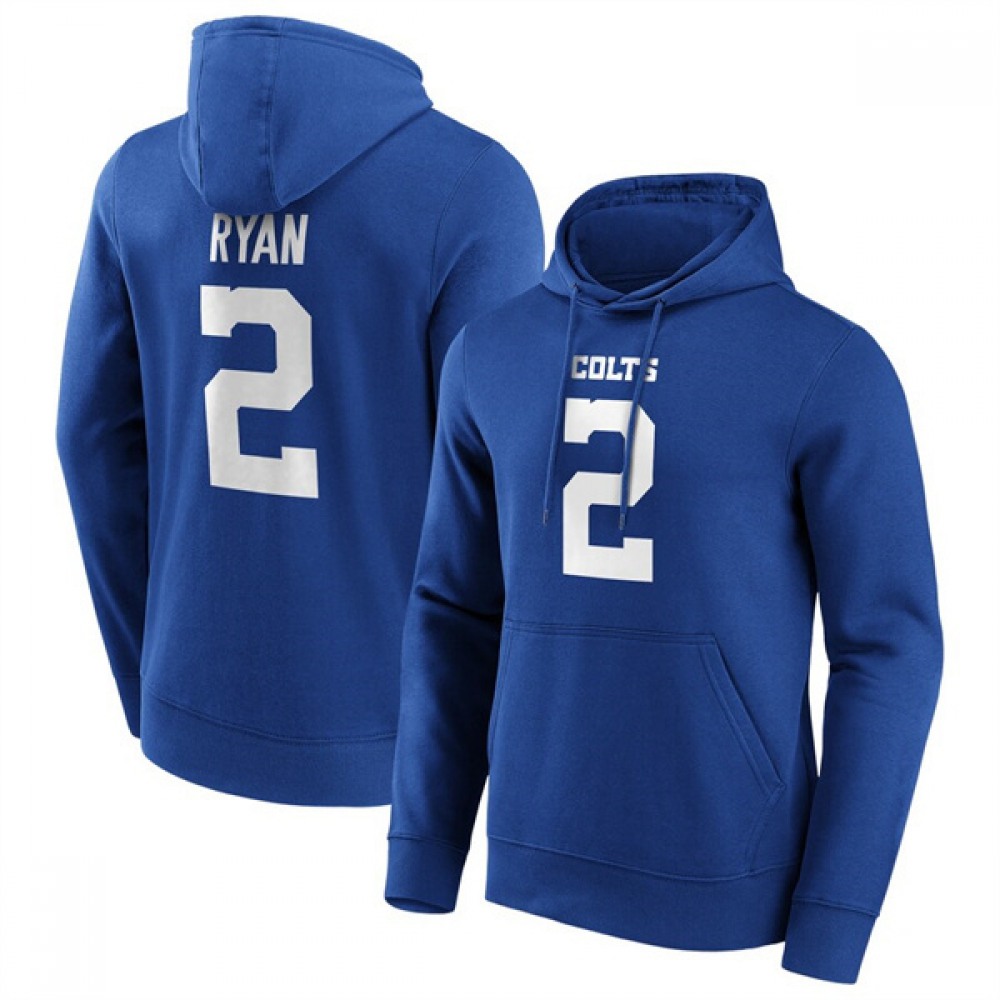 Men's Indianapolis Colts #2 Matt Ryan Blue Hoodie Men's Indianapolis Colts #2 Matt Ryan Blue Hoodie