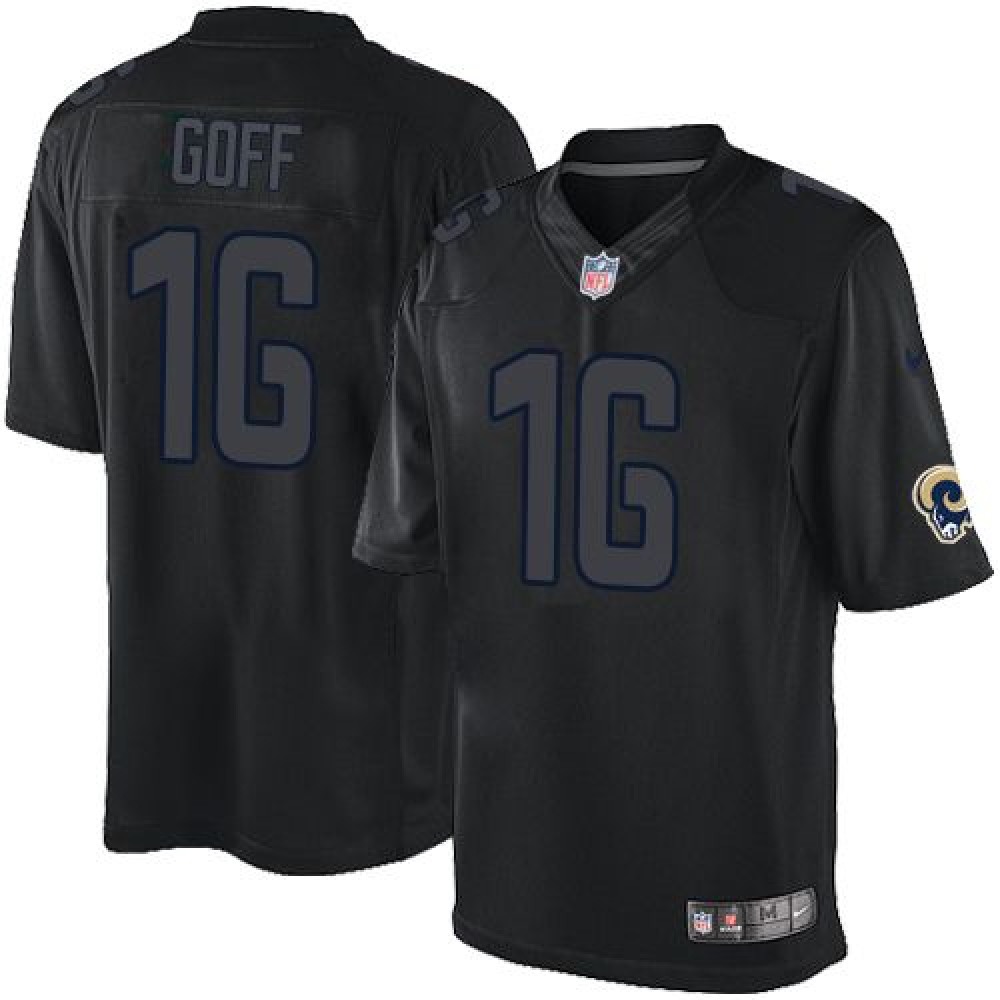 Nike Rams #16 Jared Goff Black Men's Stitched NFL Impact Limited Jersey Nike Rams #16 Jared Goff Black Men's Stitched NFL Impact Limited Jersey