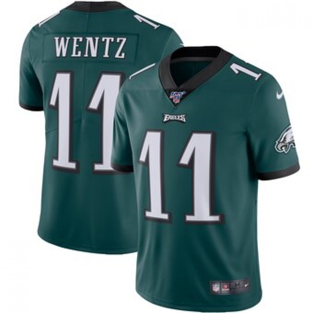 Men's Philadelphia Eagles #11 Carson Wentz Green 2019 100th Season Vapor Untouchable Limited Stitched NFL Jersey Men's Philadelphia Eagles #11 Carson Wentz Green 2019 100th Season Vapor Untouchable Limited Stitched NFL Jersey