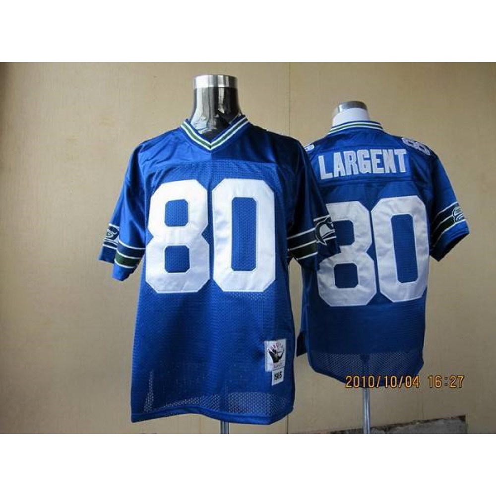 Mitchell & Ness Seahawks #80 Steve Largent Blue Throwback Stitched NFL Jersey Mitchell & Ness Seahawks #80 Steve Largent Blue Throwback Stitched NFL Jersey