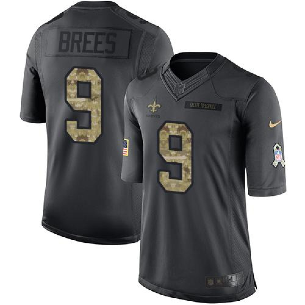 Nike Saints #9 Drew Brees Black Men's Stitched NFL Limited 2016 Salute To Service Jersey Nike Saints #9 Drew Brees Black Men's Stitched NFL Limited 2016 Salute To Service Jersey