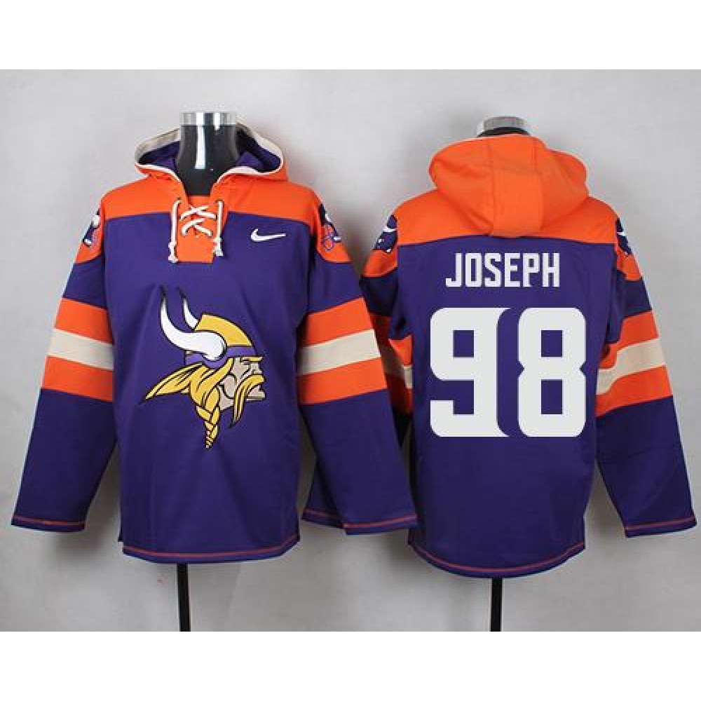 Nike Vikings #98 Linval Joseph Purple Player Pullover NFL Hoodie