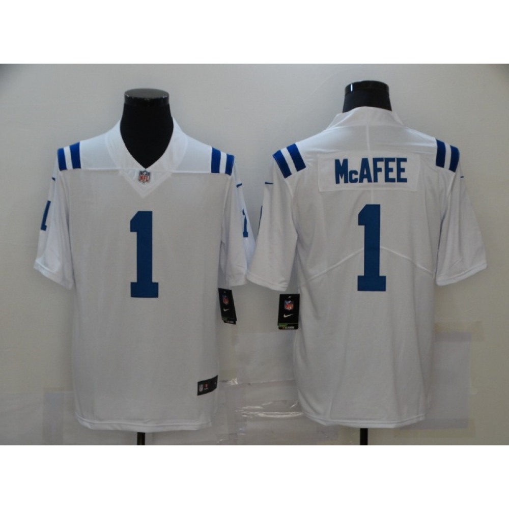 Men's Indianapolis Colts #1 Pat Mcafee White Vapor Untouchable Limited Stitched Jersey Men's Indianapolis Colts #1 Pat Mcafee White Vapor Untouchable Limited Stitched Jersey