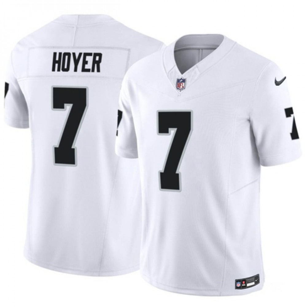 Men's Las Vegas Raiders #7 Brian Hoyer White 2023 F.U.S.E Vapor Untouchable Stitched Football Jersey Men's Las Vegas Raiders #7 Brian Hoyer White 2023 F.U.S.E Vapor Untouchable Stitched Football Jersey