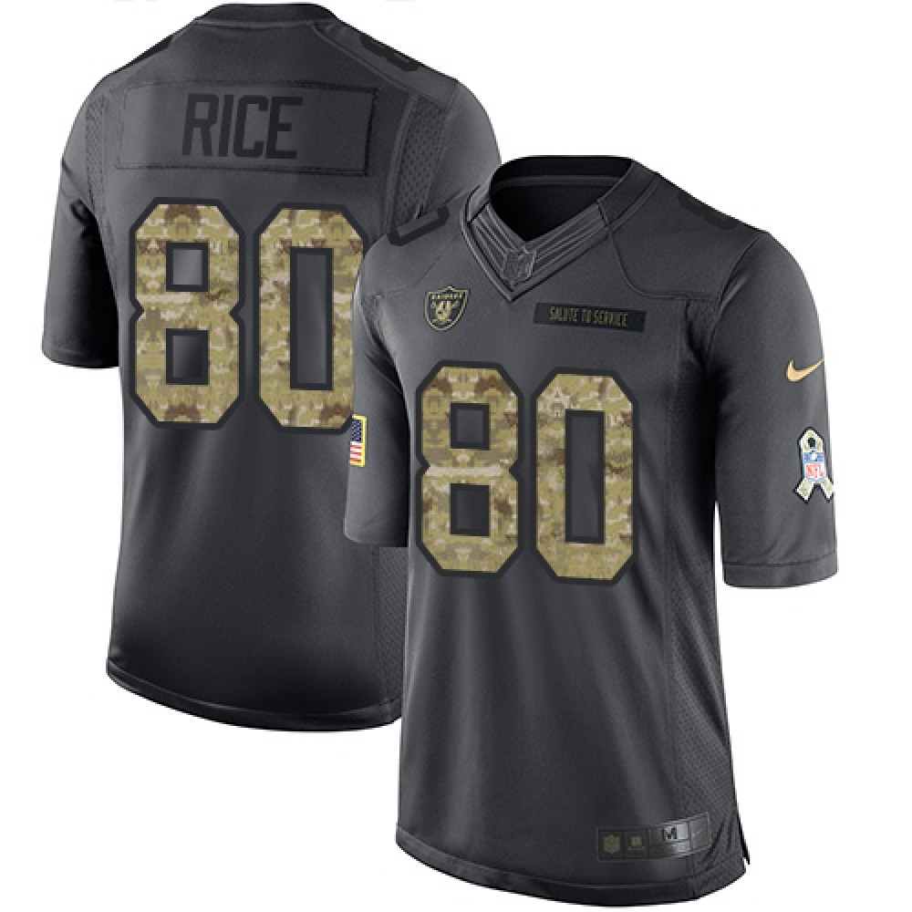 Nike Raiders #80 Jerry Rice Black Men's Stitched NFL Limited 2016 Salute To Service Jersey Nike Raiders #80 Jerry Rice Black Men's Stitched NFL Limited 2016 Salute To Service Jersey