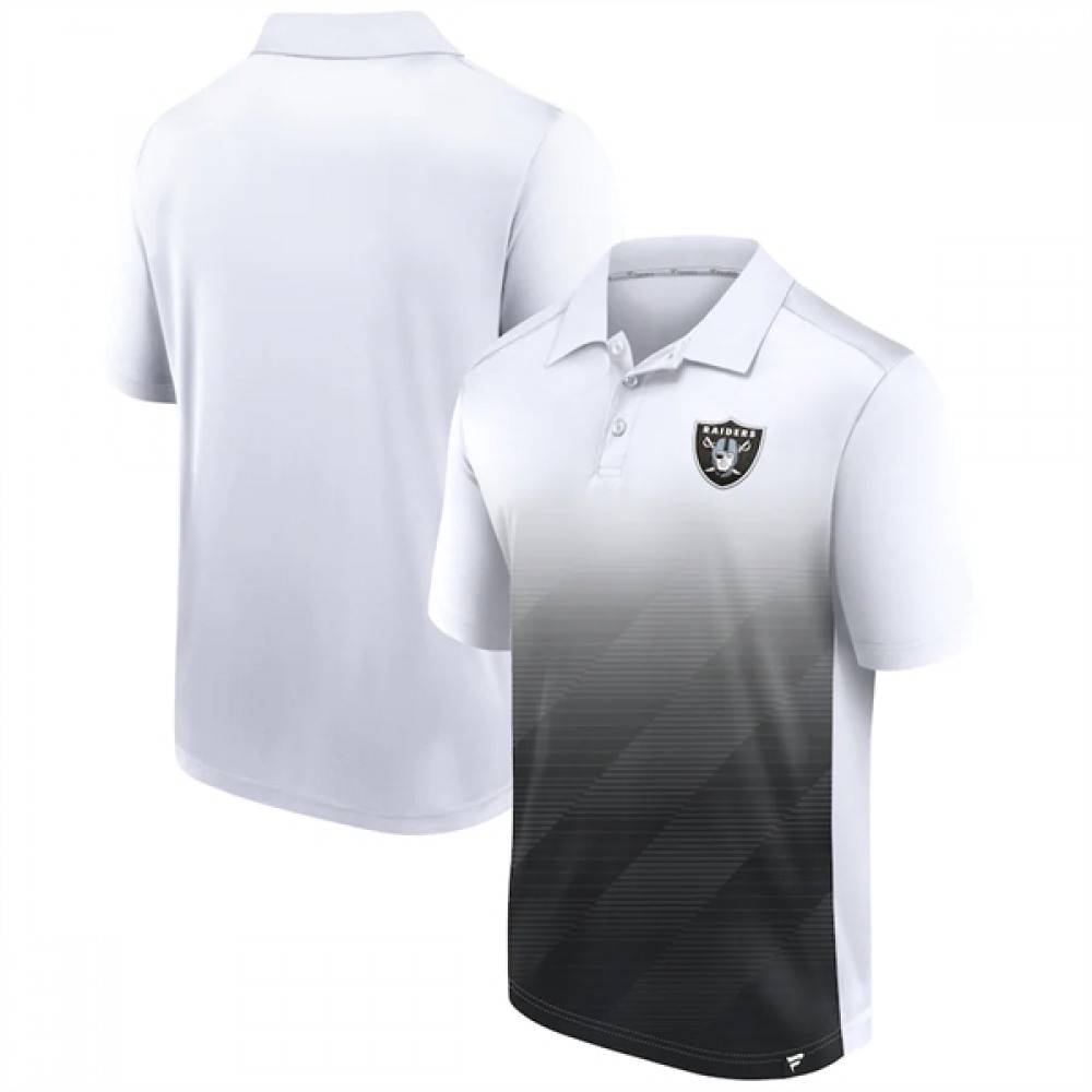 Men's Las Vegas Raiders White/Black Iconic Parameter Sublimated Polo Men's Las Vegas Raiders White/Black Iconic Parameter Sublimated Polo