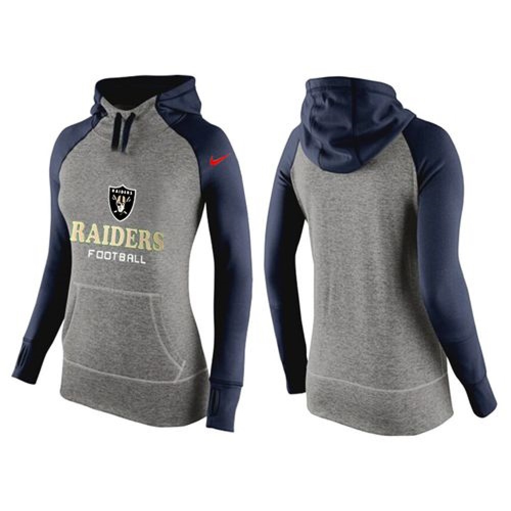 Women's Nike Oakland Raiders Performance Hoodie Grey & Dark Blue Women's Nike Oakland Raiders Performance Hoodie Grey & Dark Blue