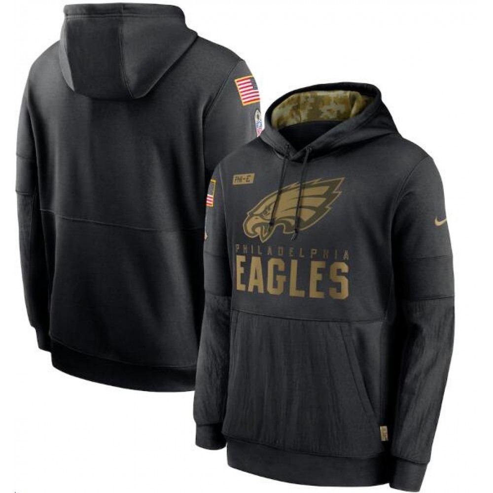 Youth Philadelphia Eagles Black 2020 Salute to Service Therma Pullover Hoodie Youth Philadelphia Eagles Black 2020 Salute to Service Therma Pullover Hoodie