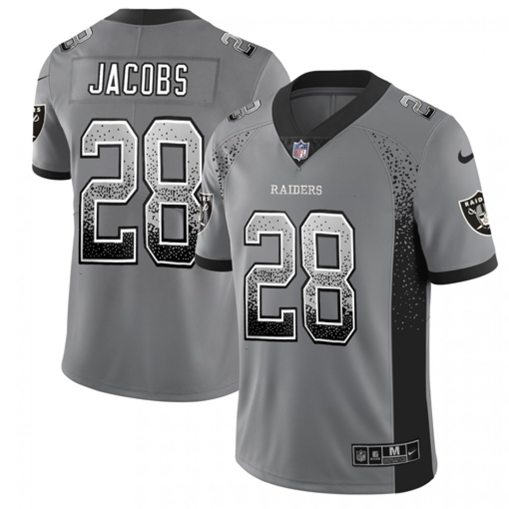 Men's Oakland Raiders #28 Josh Jacobs Black Drift Fashion Color Rush Limited Stitched NFL Jersey Men's Oakland Raiders #28 Josh Jacobs Black Drift Fashion Color Rush Limited Stitched NFL Jersey