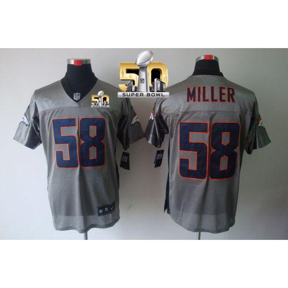 Nike Broncos #58 Von Miller Grey Shadow Super Bowl 50 Men's Stitched NFL Elite Jersey Nike Broncos #58 Von Miller Grey Shadow Super Bowl 50 Men's Stitched NFL Elite Jersey