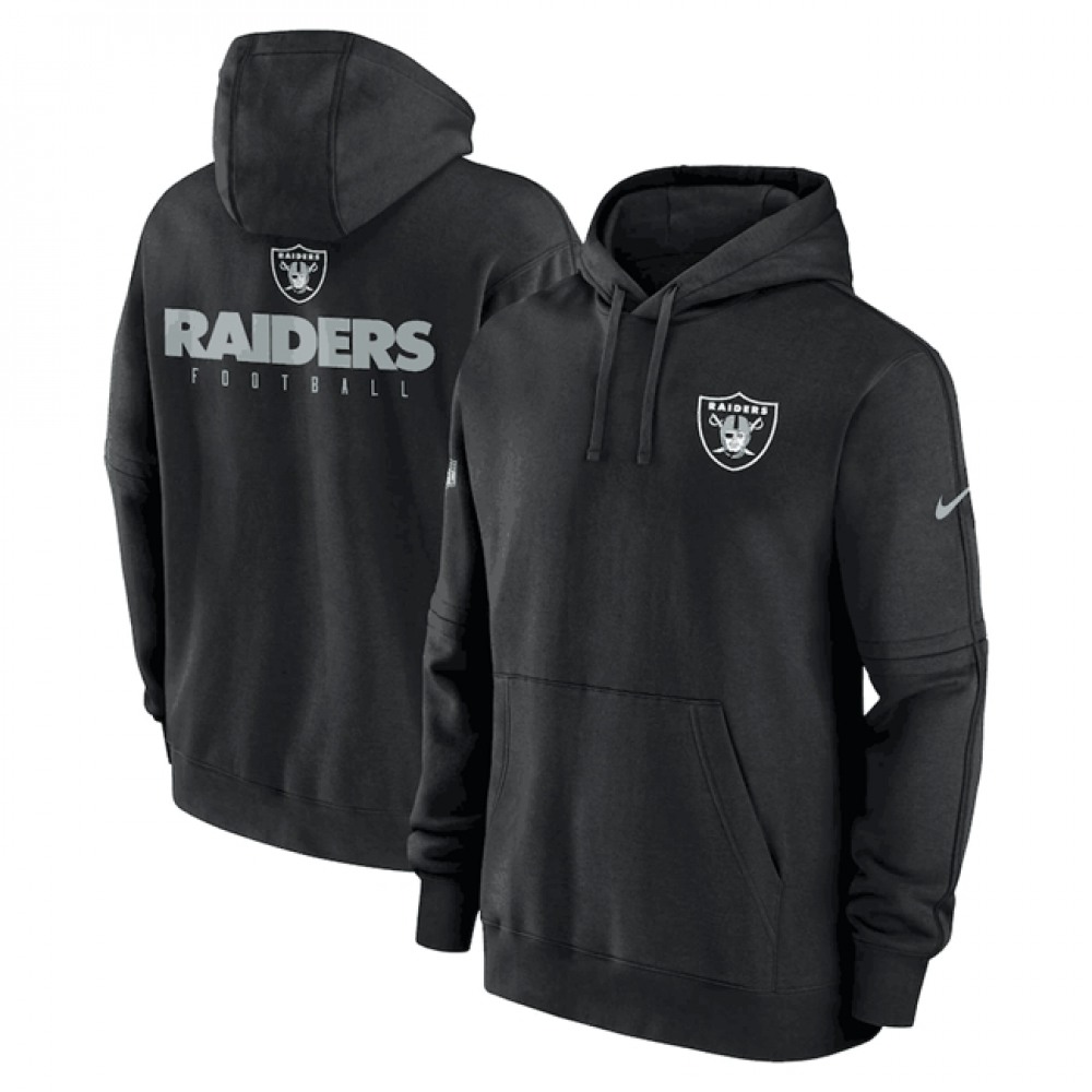 Men's Las Vegas Raiders Black Sideline Club Fleece Pullover Hoodie Men's Las Vegas Raiders Black Sideline Club Fleece Pullover Hoodie