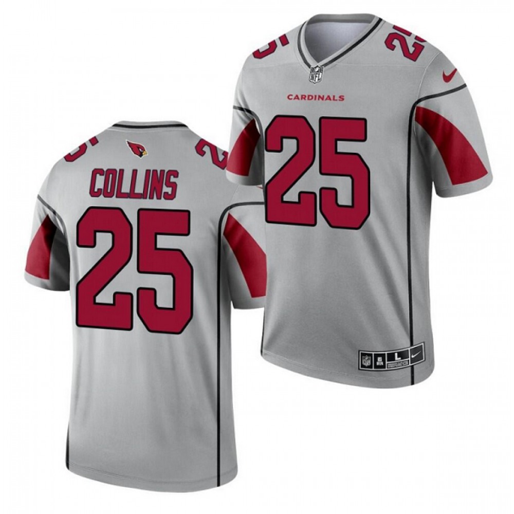 Men's Arizona Cardinals #25 Zaven Collins 2021 Silver Inverted Legend Stitched Jersey Men's Arizona Cardinals #25 Zaven Collins 2021 Silver Inverted Legend Stitched Jersey
