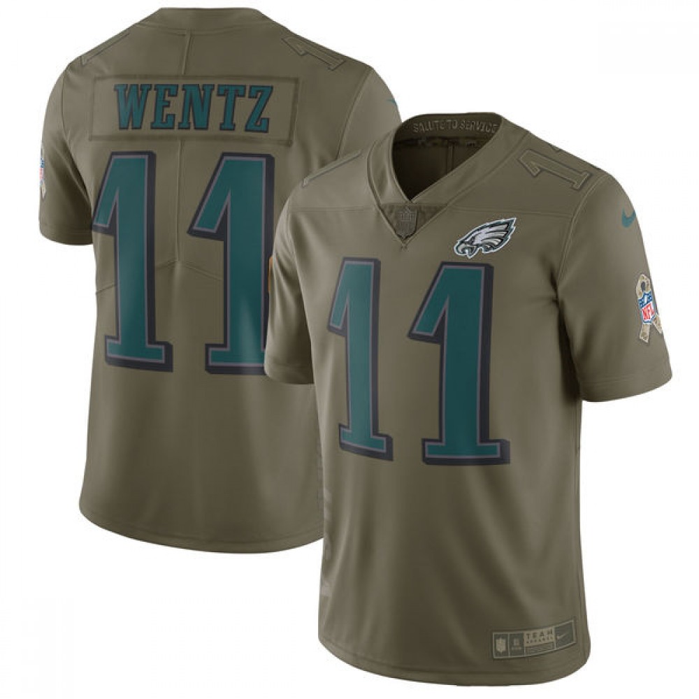 Men's Nike Philadelphia Eagles #11 Carson Wentz Olive Salute To Service Limited Stitched NFL Jersey Men's Nike Philadelphia Eagles #11 Carson Wentz Olive Salute To Service Limited Stitched NFL Jersey