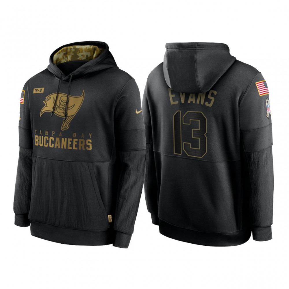 Men's Tampa Bay Buccaneers #13 Mike Evans 2020 Black Salute to Service Sideline Performance Pullover Hoodie Men's Tampa Bay Buccaneers #13 Mike Evans 2020 Black Salute to Service Sideline Performance Pullover Hoodie