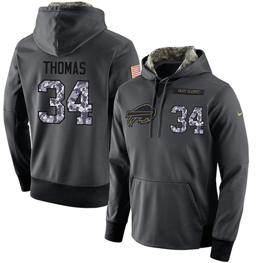 NFL Men's Nike Buffalo Bills #34 Thurman Thomas Stitched Black Anthracite Salute to Service Player Performance Hoodie NFL Men's Nike Buffalo Bills #34 Thurman Thomas Stitched Black Anthracite Salute to Service Player Performance Hoodie