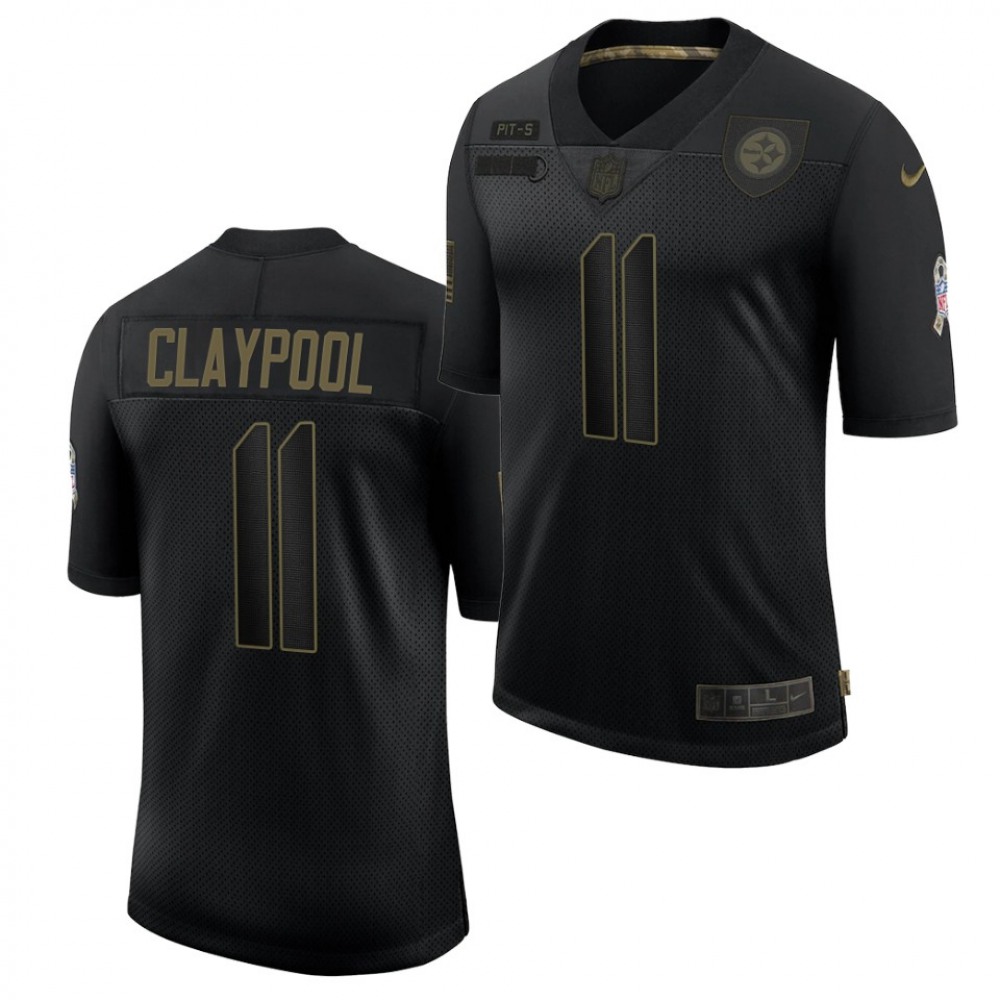 Men's Pittsburgh Steelers #11 Chase Claypool Black 2020 Salute To Service Limited Stitched Jersey Men's Pittsburgh Steelers #11 Chase Claypool Black 2020 Salute To Service Limited Stitched Jersey