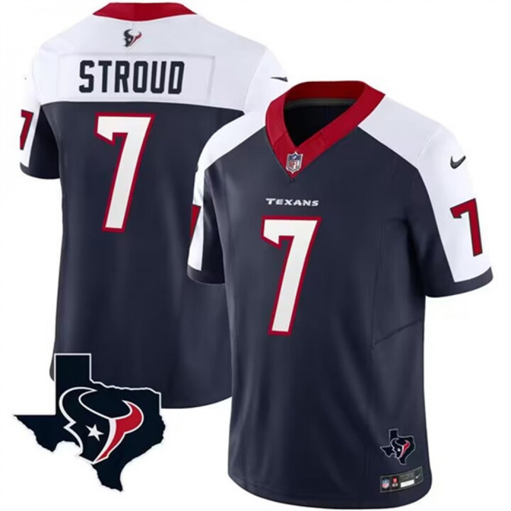 Men's Houston Texans #7 C.J. Stroud White/Navy 2023 F.U.S.E. Vapor Untouchable Limited Stitched Football Jersey Men's Houston Texans #7 C.J. Stroud White/Navy 2023 F.U.S.E. Vapor Untouchable Limited Stitched Football Jersey
