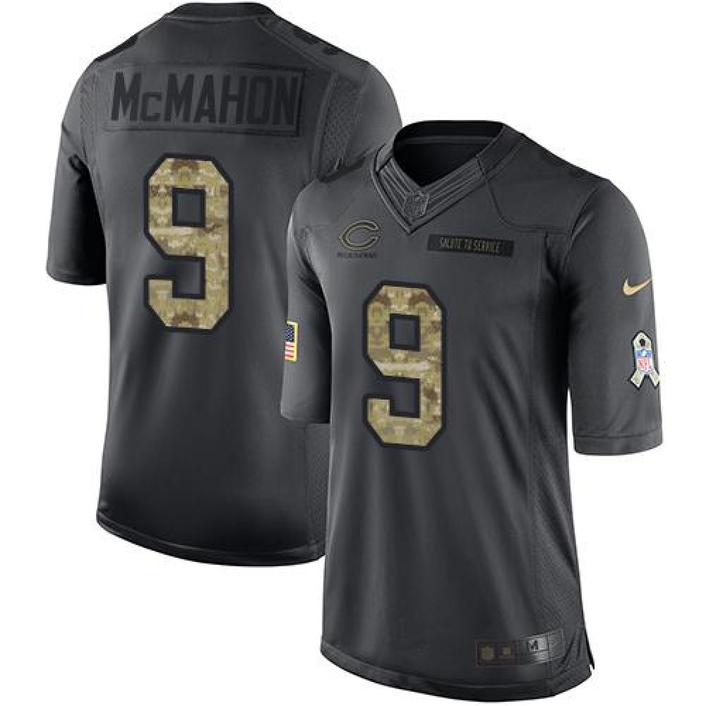 Nike Bears #9 Jim McMahon Black Men's Stitched NFL Limited 2016 Salute to Service Jersey Nike Bears #9 Jim McMahon Black Men's Stitched NFL Limited 2016 Salute to Service Jersey