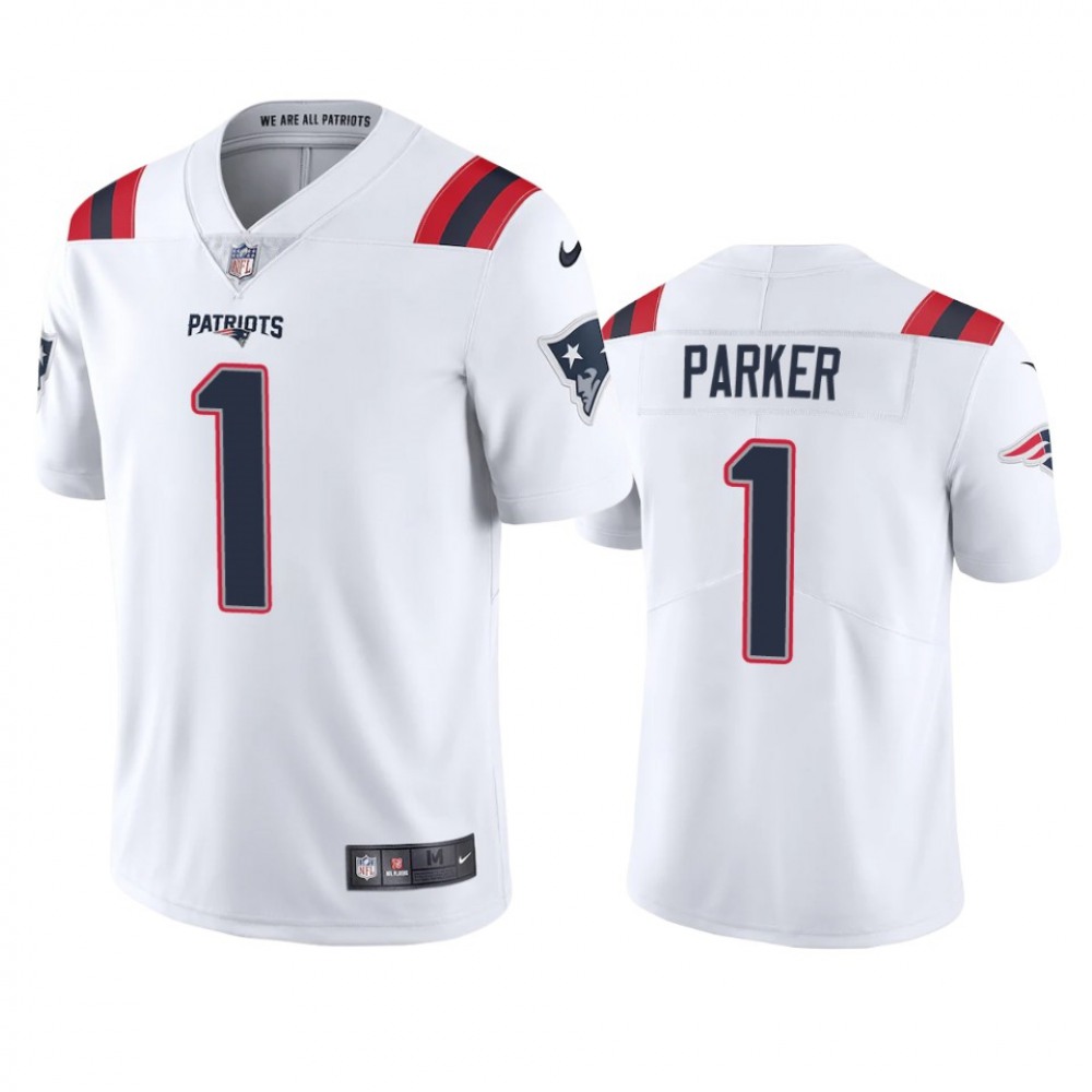 Men's New England Patriots #1 DeVante Parker White Vapor Untouchable Limited Stitched Jersey Men's New England Patriots #1 DeVante Parker White Vapor Untouchable Limited Stitched Jersey