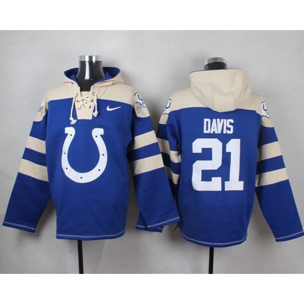 Nike Colts #21 Vontae Davis Royal Blue Player Pullover NFL Hoodie Nike Colts #21 Vontae Davis Royal Blue Player Pullover NFL Hoodie
