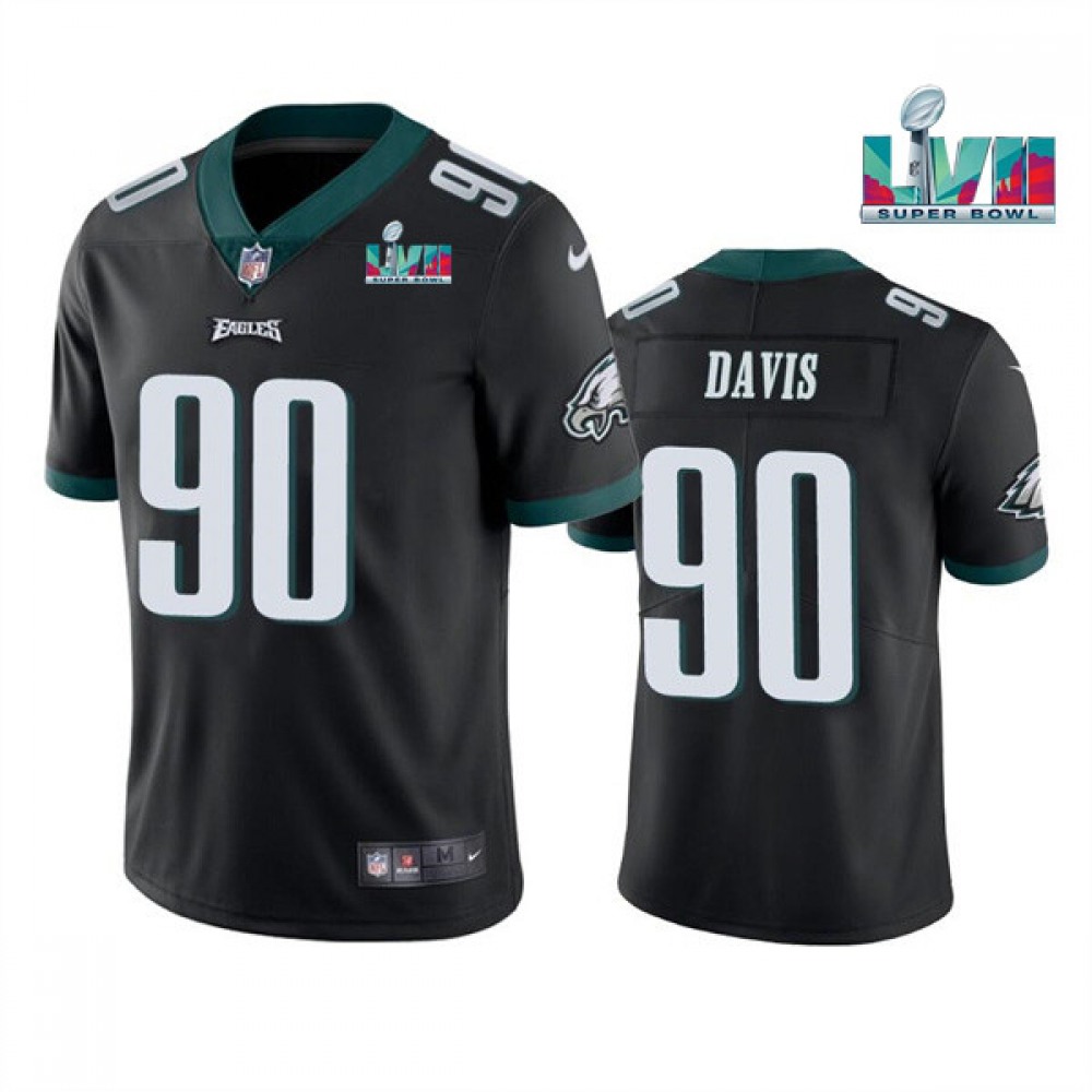Men's Philadelphia Eagles #90 Jordan Davis Black Super Bowl LVII Vapor Untouchable Limited Stitched Jersey Men's Philadelphia Eagles #90 Jordan Davis Black Super Bowl LVII Vapor Untouchable Limited Stitched Jersey
