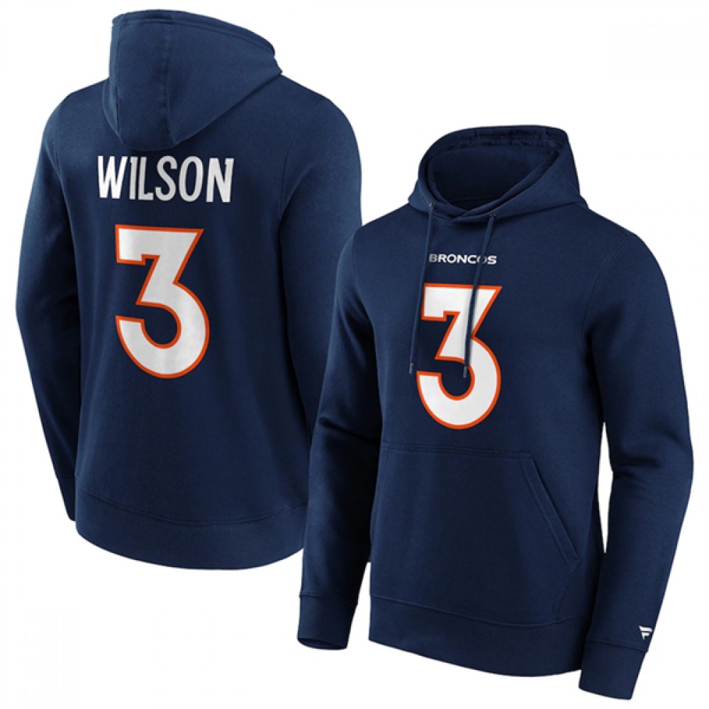 Men's Denver Broncos #3 Russell Wilson Navy Hoodie Men's Denver Broncos #3 Russell Wilson Navy Hoodie