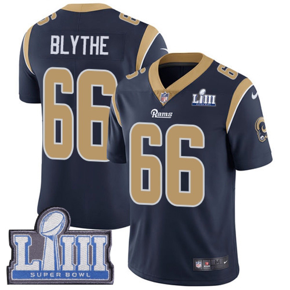 Men's Los Angeles Rams #66 Austin Blythe Navy Blue Super Bowl LIII Vapor Untouchable Limited Stitched NFL Jersey Men's Los Angeles Rams #66 Austin Blythe Navy Blue Super Bowl LIII Vapor Untouchable Limited Stitched NFL Jersey