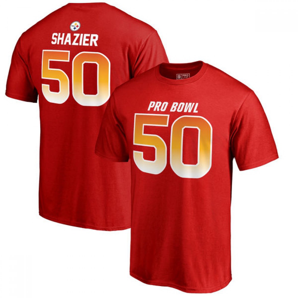 Steelers #50 Ryan Shazier AFC Pro Line 2018 NFL Pro Bowl Red T-Shirt Steelers #50 Ryan Shazier AFC Pro Line 2018 NFL Pro Bowl Red T-Shirt