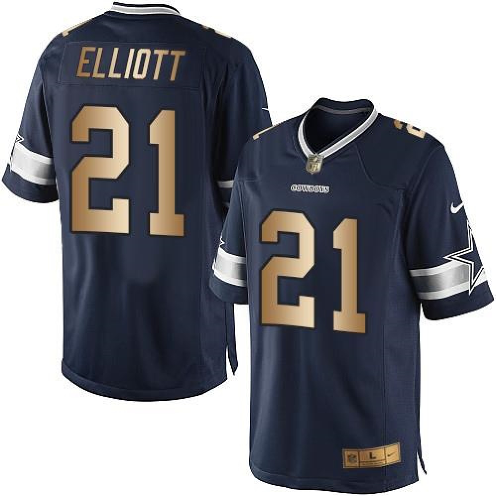 Nike Cowboys #21 Ezekiel Elliott Navy Blue Team Color Men's Stitched NFL Limited Gold Jersey Nike Cowboys #21 Ezekiel Elliott Navy Blue Team Color Men's Stitched NFL Limited Gold Jersey