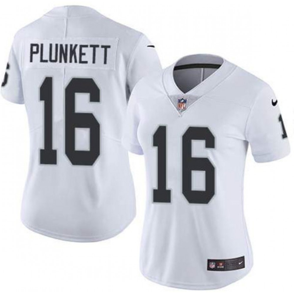 Women's Las Vegas Raiders #16 Jim Plunkett White Vapor Untouchable Limited Stitched Jersey(Run Small) Women's Las Vegas Raiders #16 Jim Plunkett White Vapor Untouchable Limited Stitched Jersey(Run Small)