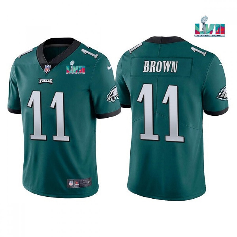 Youth Philadelphia Eagles #11 A. J. Brown Green Super Bowl LVII Patch Vapor Untouchable Limited Stitched Football Jersey Youth Philadelphia Eagles #11 A. J. Brown Green Super Bowl LVII Patch Vapor Untouchable Limited Stitched Football Jersey