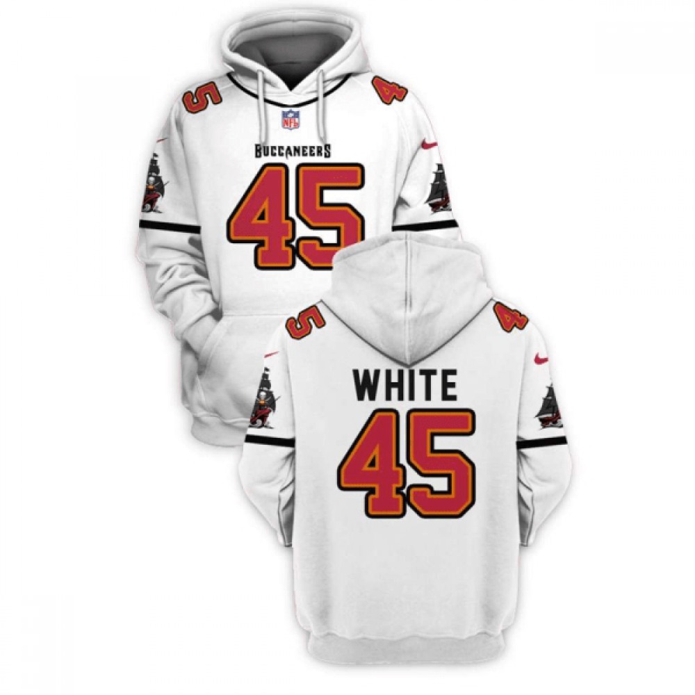 Men's Tampa Bay Buccaneers #45 Devin White 2021 White Pullover Hoodie Men's Tampa Bay Buccaneers #45 Devin White 2021 White Pullover Hoodie