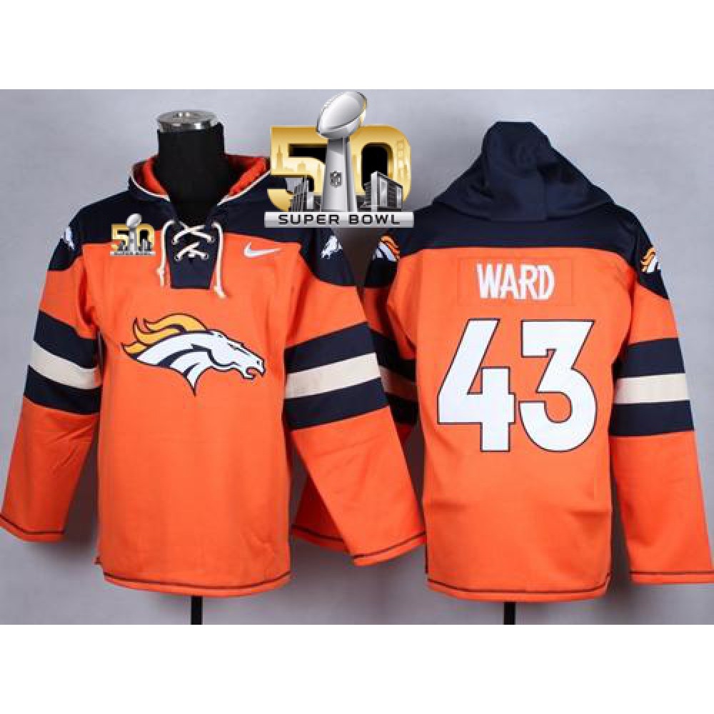Nike Broncos #43 T.J. Ward Orange Super Bowl 50 Player Pullover NFL Hoodie Nike Broncos #43 T.J. Ward Orange Super Bowl 50 Player Pullover NFL Hoodie