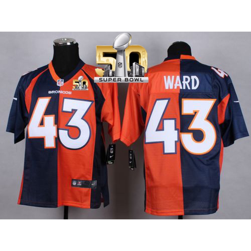 Nike Broncos #43 T.J. Ward Orange/Navy Blue Super Bowl 50 Men's Stitched NFL Elite Split Jersey Nike Broncos #43 T.J. Ward Orange/Navy Blue Super Bowl 50 Men's Stitched NFL Elite Split Jersey