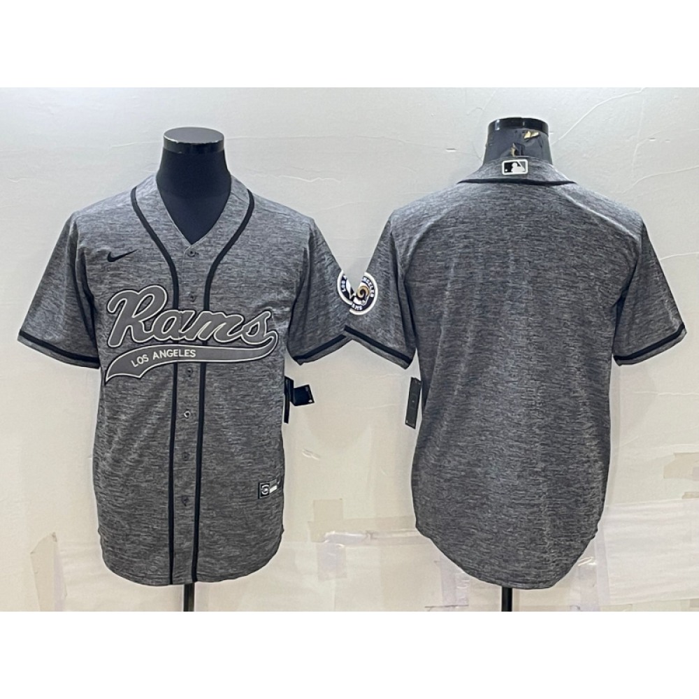 Men's Los Angeles Rams Blank Grey With Patch Cool Base Stitched Baseball Jersey Men's Los Angeles Rams Blank Grey With Patch Cool Base Stitched Baseball Jersey