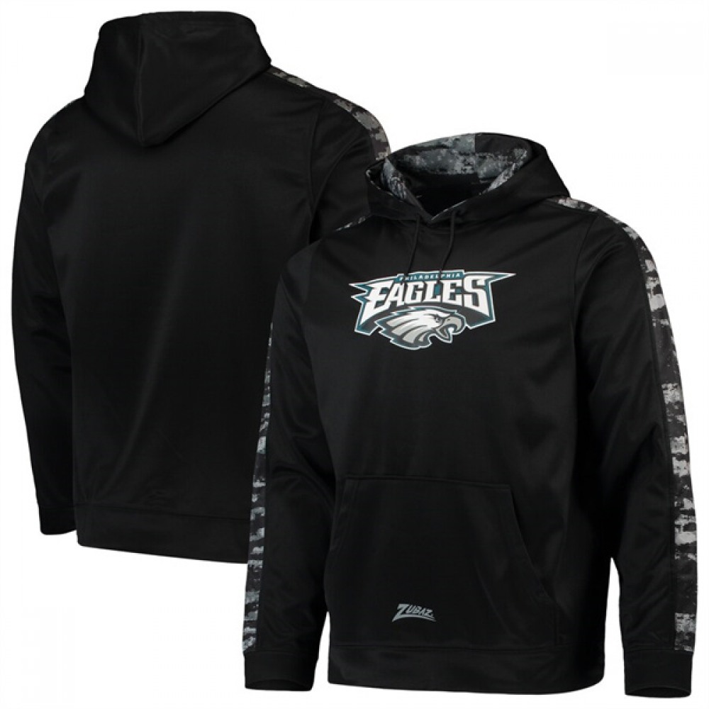 Men's Philadelphia Eagles Zubaz Black Tonal Oxide Pullover Hoodie Men's Philadelphia Eagles Zubaz Black Tonal Oxide Pullover Hoodie