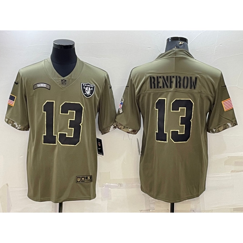 Men's Las Vegas Raiders #13 Hunter Renfrow 2022 Olive Salute To Service Limited Stitched Football Jersey Men's Las Vegas Raiders #13 Hunter Renfrow 2022 Olive Salute To Service Limited Stitched Football Jersey